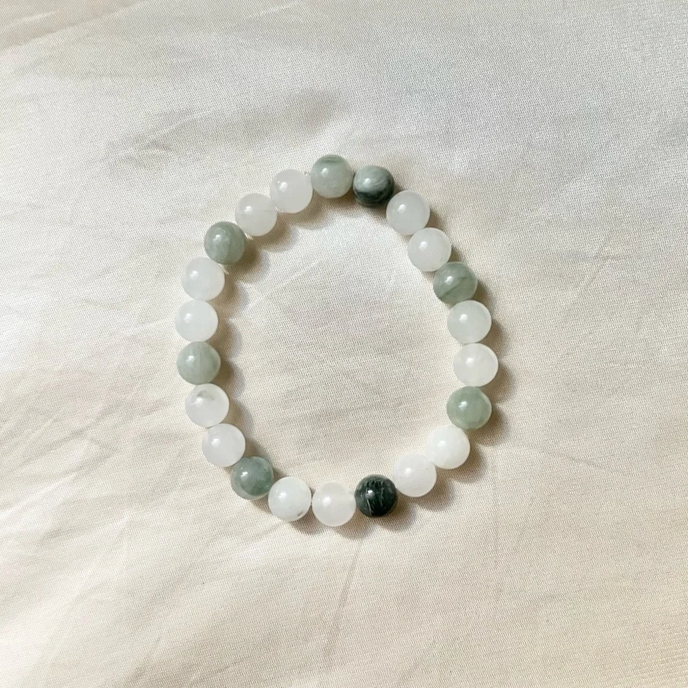 New: 8mm Handmade Green Tea Jasper Natural Crystal Bead Bracelet